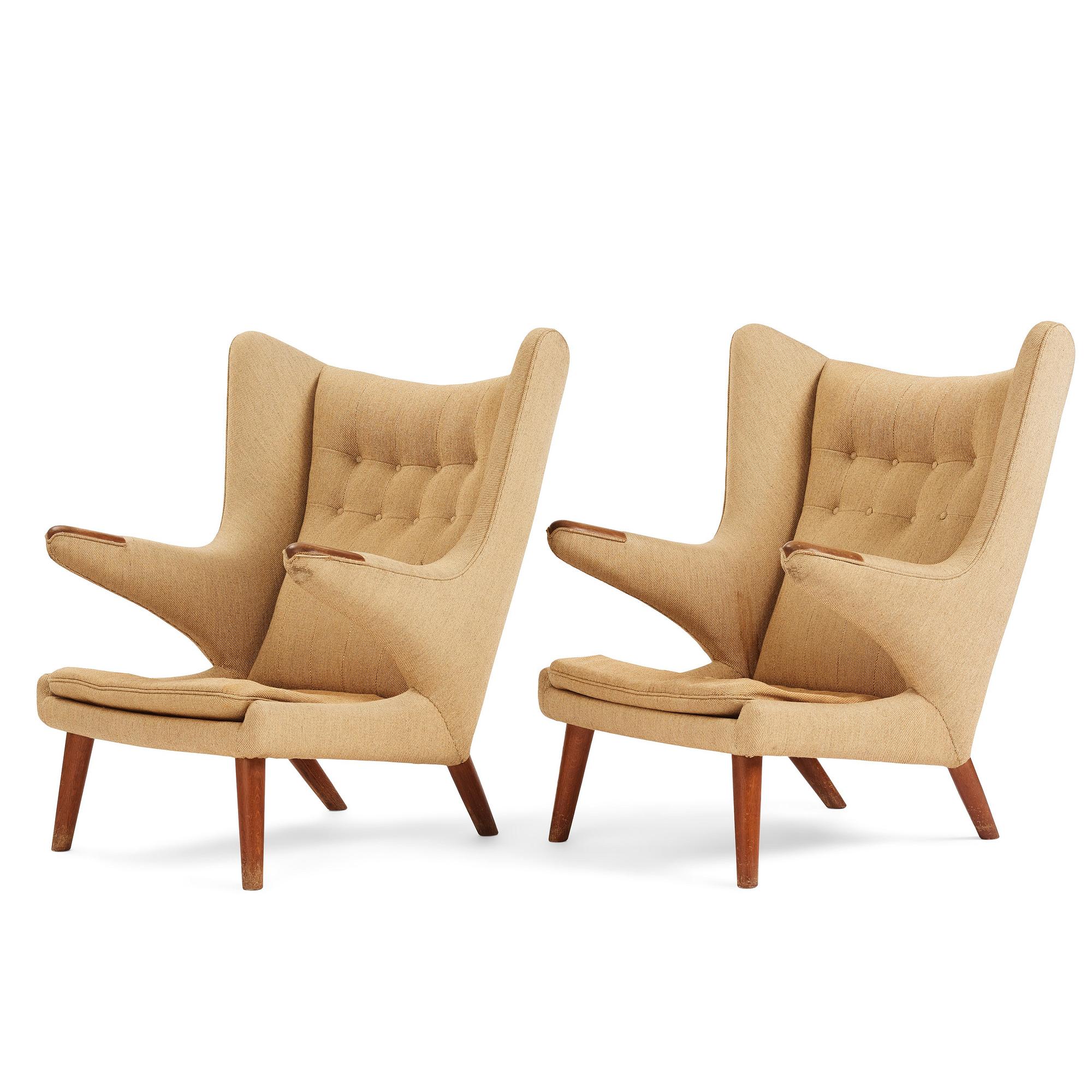 Hans J. Wegner, fåtöljer, ett par, "Bamse /Papa Bear", AP-stolen, Danmark, 1950-60-tal.
