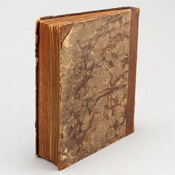 BOOK, with hand coloured dry needle engravings.