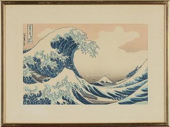 Katsushika Hokusai, after,  a set of four woodblock prints in colours, later part of the 20th Century.