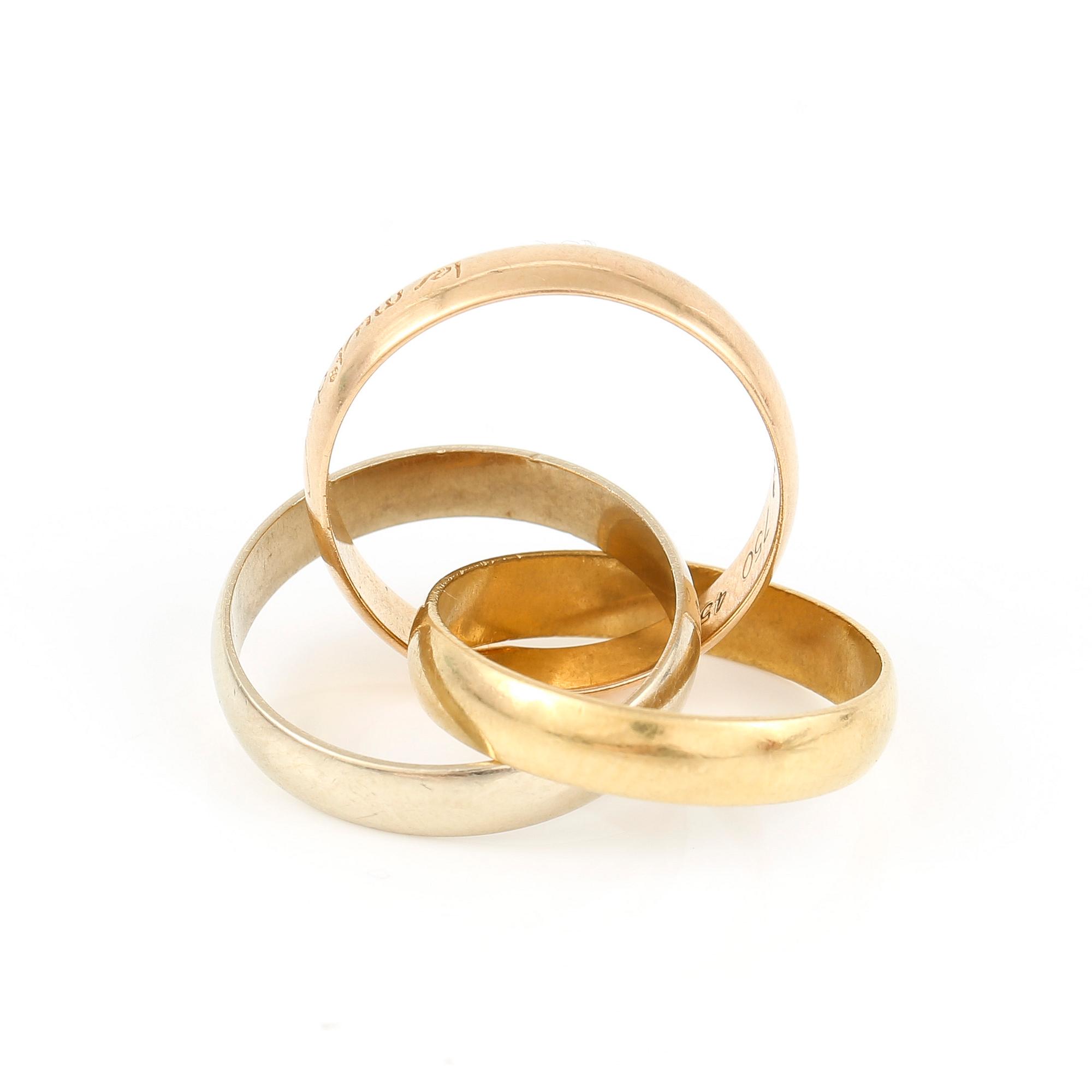 RING, 18K guld, "Trinity", Cartier. Vikt 5,9 g.