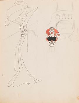 CARL JENSEN-CARLÉN, a scetch book with drawings, mixed media, 27 pages, partially signed C.C.