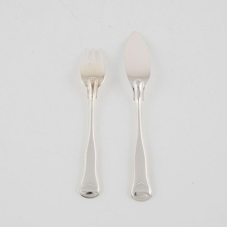 A Danish Silver Fish Cutlery, 'Old Danish', Cohr,  with Swedish import mark (24 pieces).