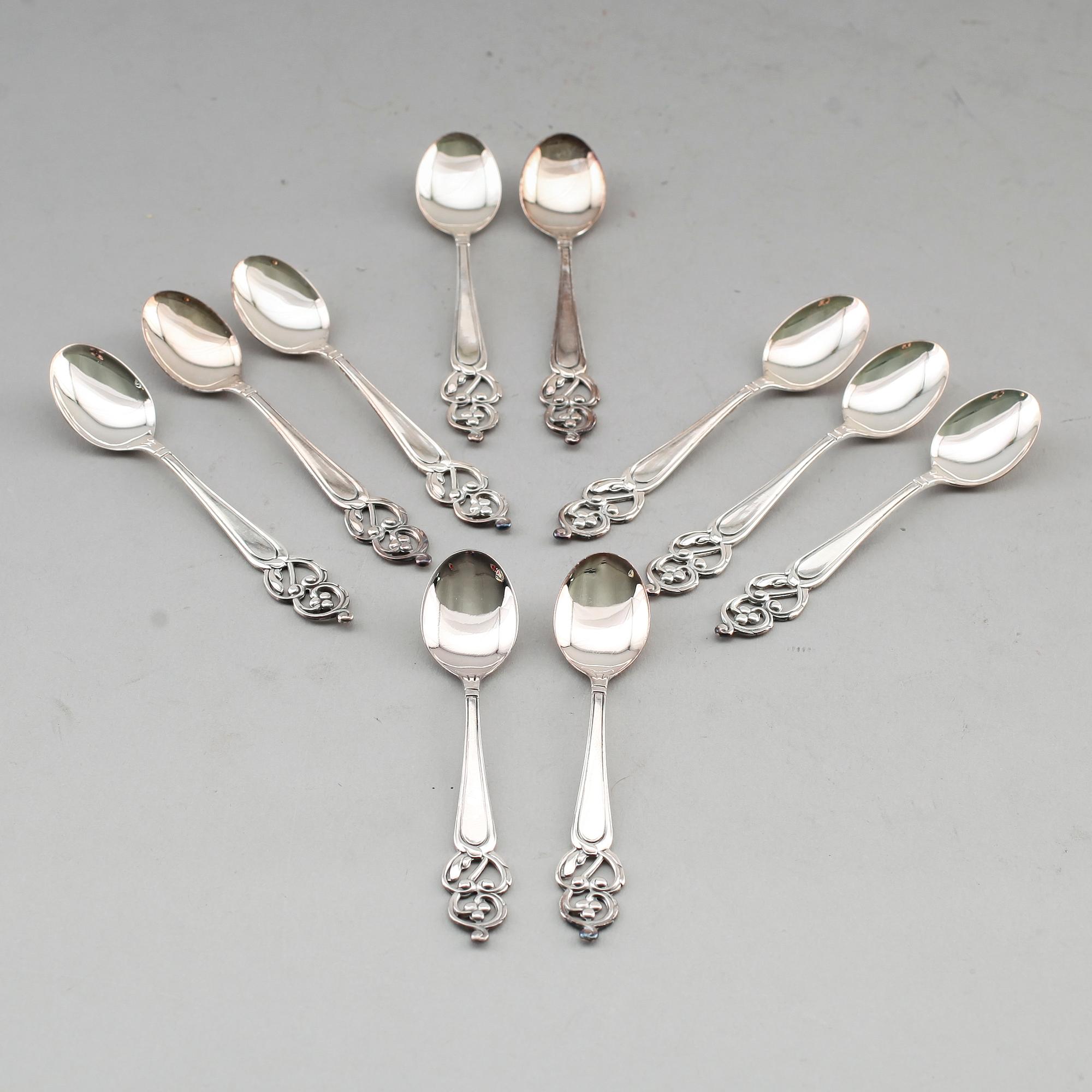 MOCKASKEDAR, 34 st, silver, Deylhe, Tyskland, svenska importstämplar. Vikt ca 335 g.