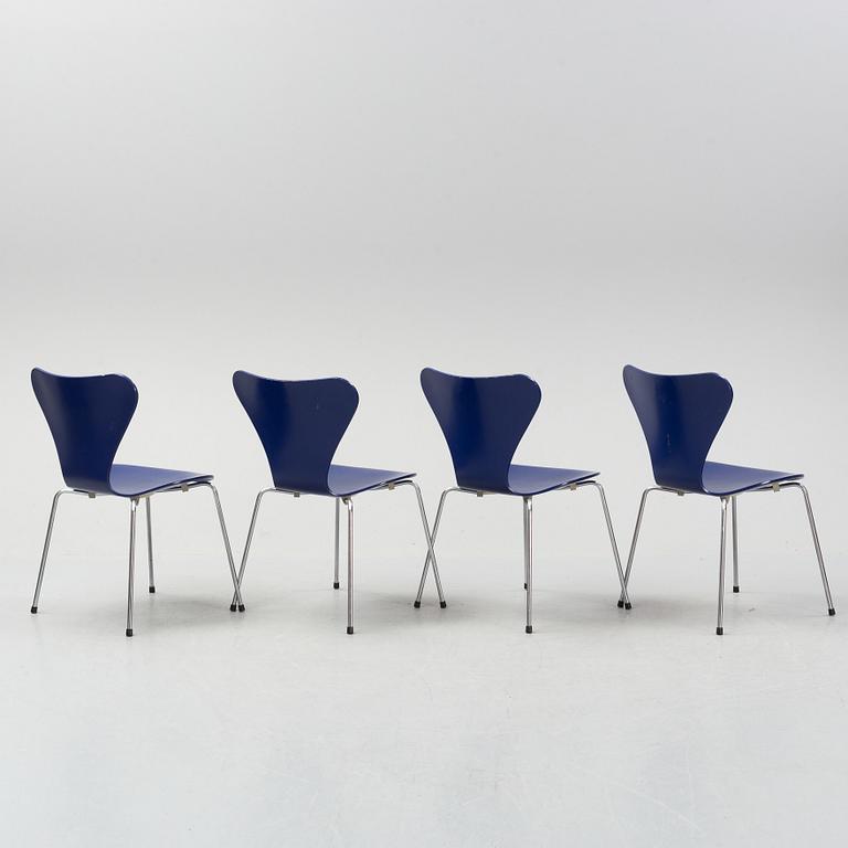 A set of four "Sjuan" chairs, Arne Jacobsen for Fritz Hansen, Denmark, 1989.