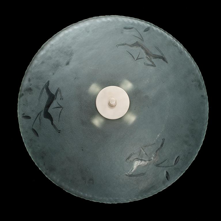 An Art Deco glass ceiling light, 1930's,