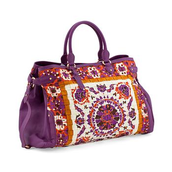 698. ESCADA, a purple canvas and leather oversized tote, "Margaretha".