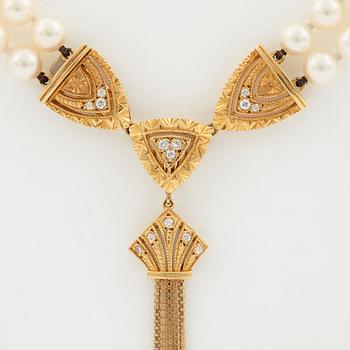 Mikomoto tvåradig collier odlade pärlor.