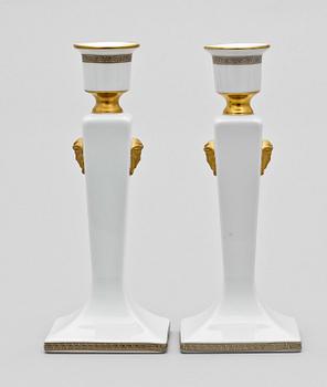 LJUSSTAKAR, ett par, porslin, "Gorgona", Rosenthal för Versace.