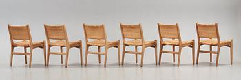 Hans J. Wegner, A set of six 'CH-31' oak and rattan chairs,
Carl Hansen, Odense, Denmark ca 1962.