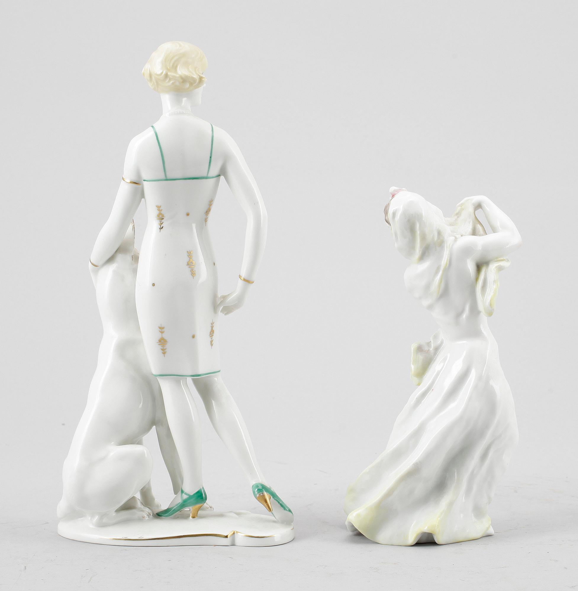 FIGURINER, 2 st porslin, bland annat Theodor Kärner, Rosenthal. 1900-tal.