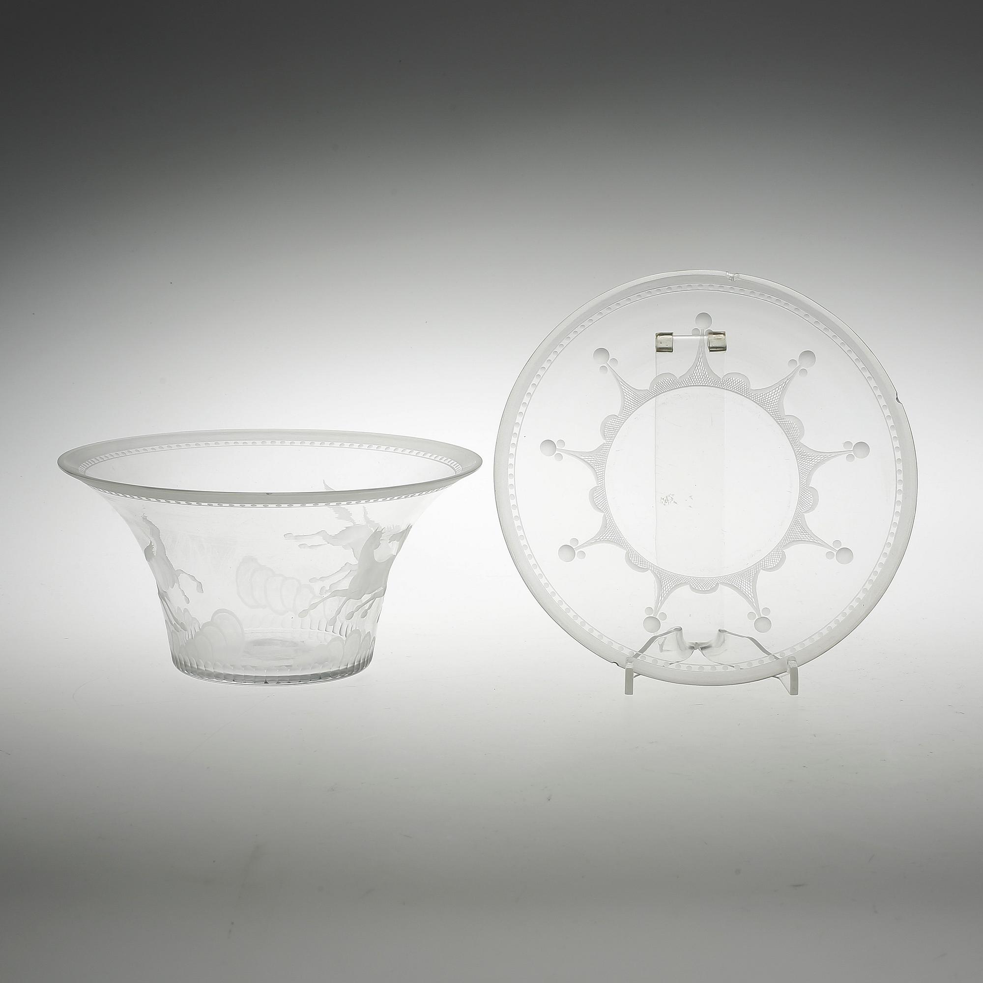 SKÅL MED FAT, glas. Lars Kjellander, 1920-30-tal.