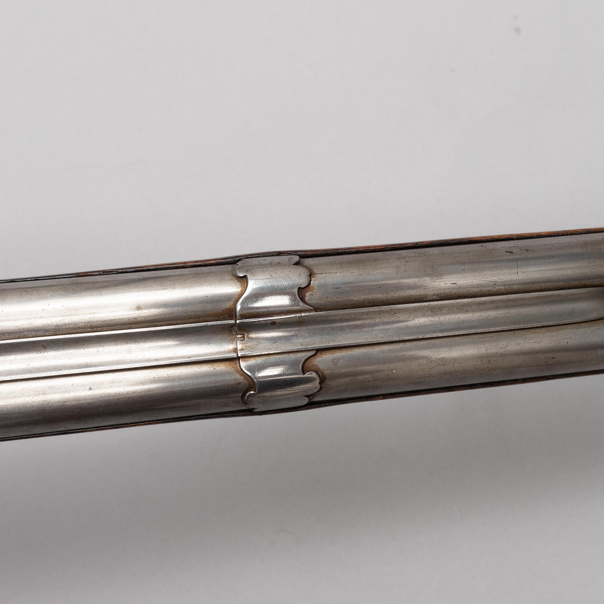 Flintlock rifle, double-barrelled, Johan Reichardt, Stockholm (c. 1730-1806), second half of the 18th century.