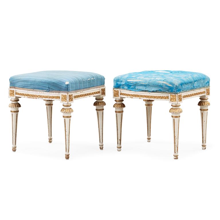 Ephraim Ståhl, A pair of Gustavian late 18th century stools by Ephraim Ståhl, master 1794-1820.