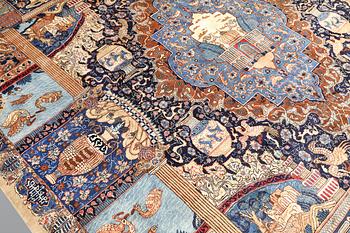 A figural Kashmar carpet, approx. 385 x 298 cm.