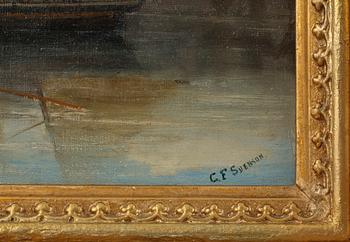 OKÄND KONSTNÄR, olja på duk, sign C F Svenson, 1800/1900-tal.