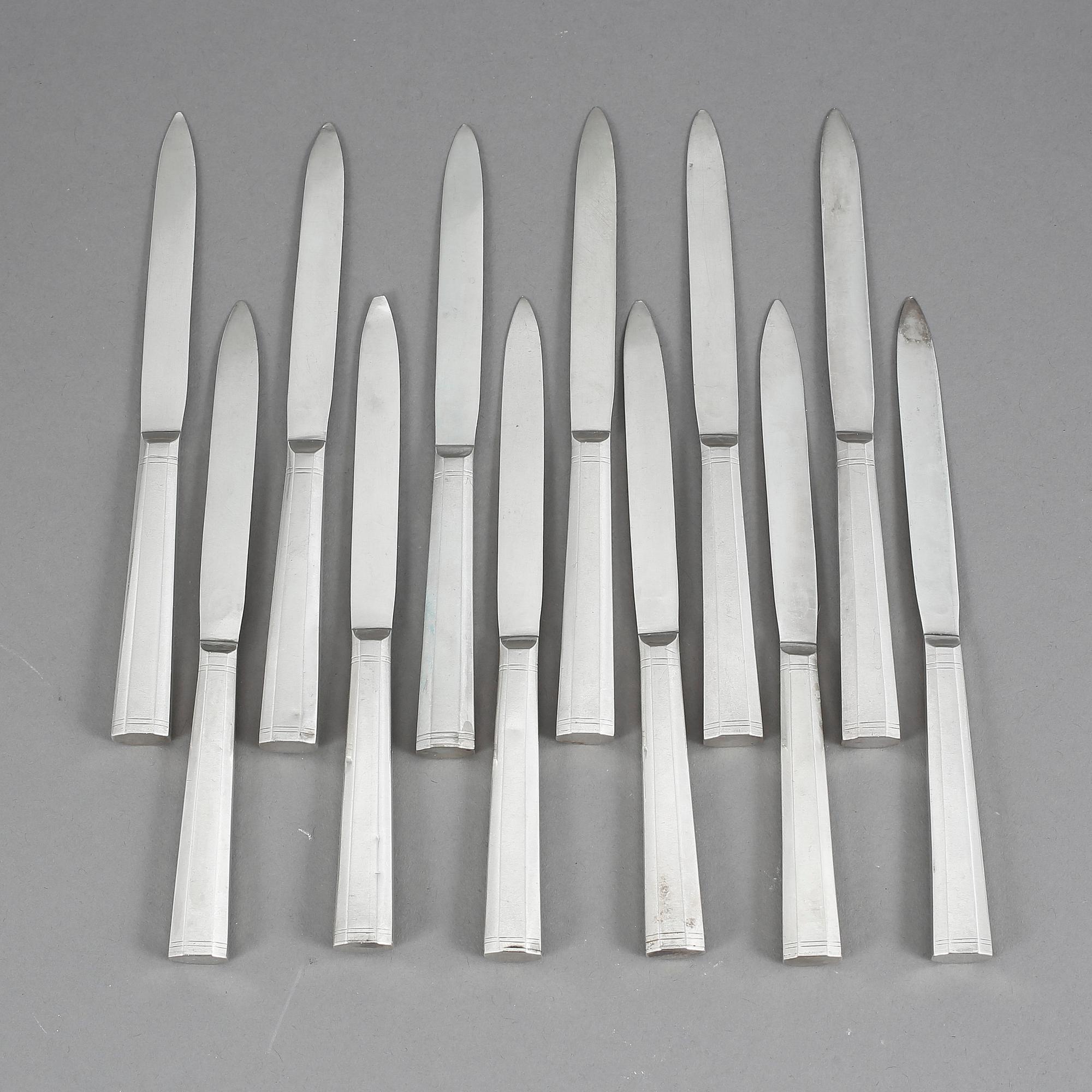 FRUKTKNIVAR, 12 st, silver, Hans Stephan Liljeblad, Nyköping 1829-1831. Tot ca 216 gram.