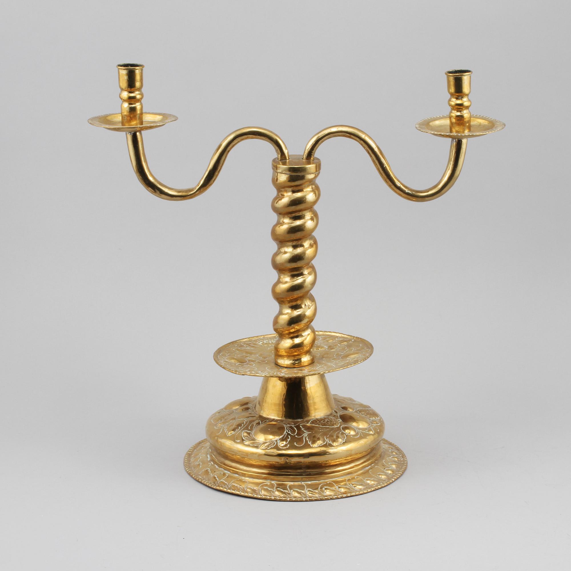 KANDELABER, mässing, barockstil, 1800-tal.