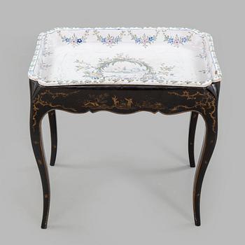 A Swedish Rococo faience tea table, Marieberg 1770.