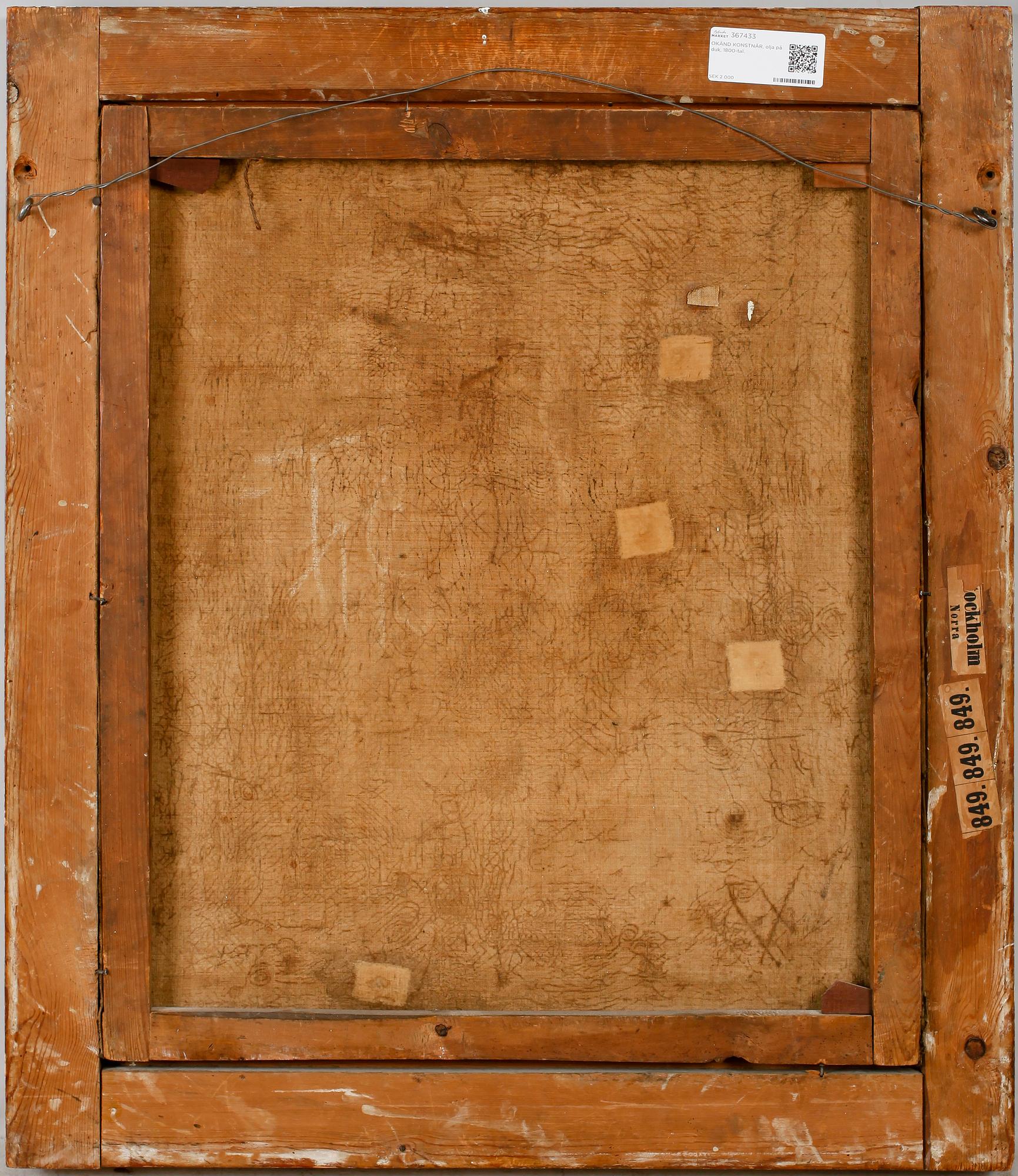 OKÄND KONSTNÄR, olja på duk, 1800-tal.