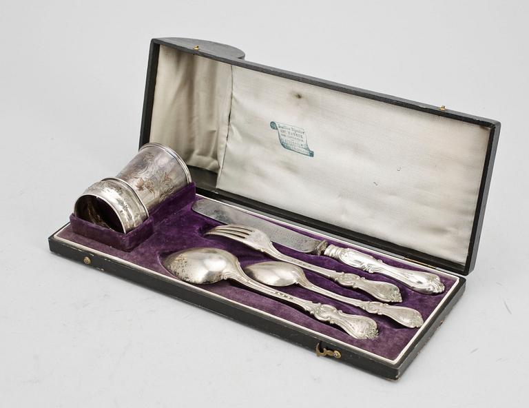 RESEBESTICKSET, 6 delar, silver, modell "Olga", mest Christian Hammer, Stockholm 1860-71. Tot ca 250 gram.