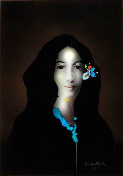 PAUL WUNDERLICH, inkbrush/akvarell, signerad.