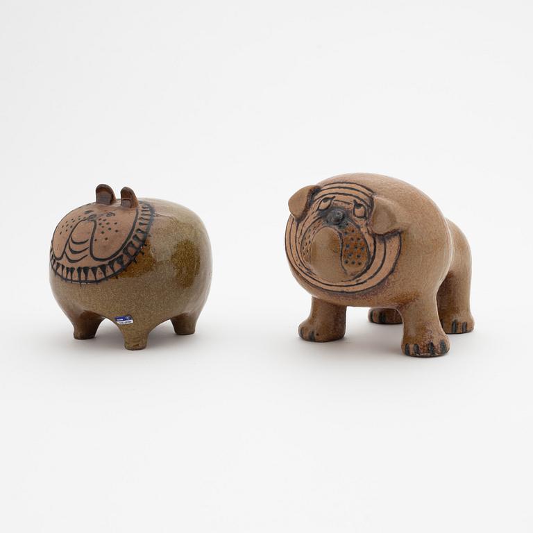 Lisa Larson, figuriner, 2 st, "Bulldog", Gustavsberg.