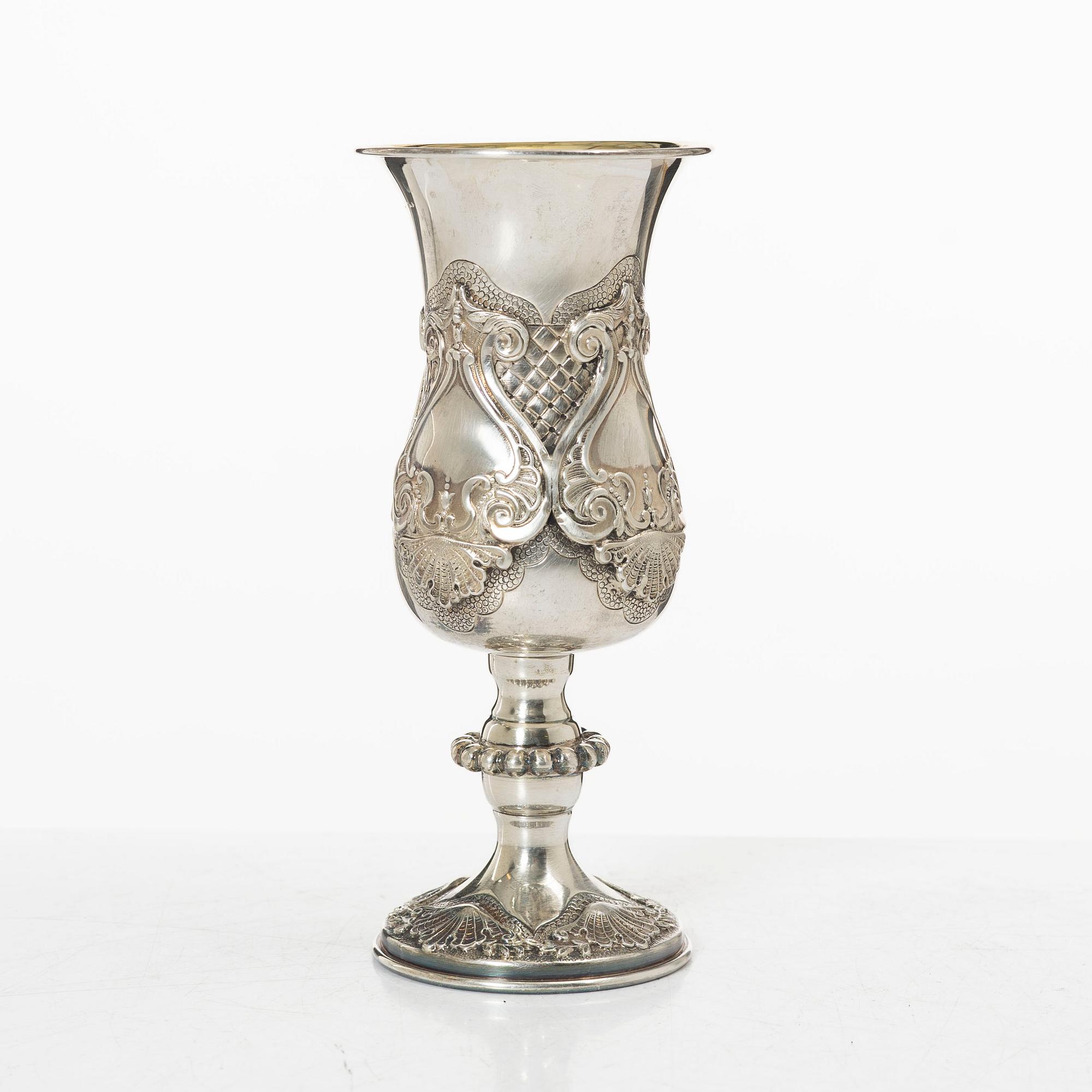 Champagnekalkar, 10 st, sterlingsilver, rokokostil, 1900-tal.