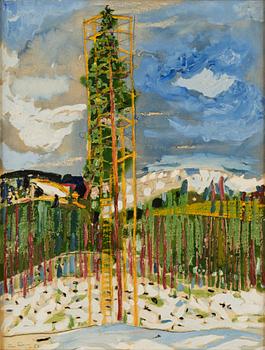 Sven X:et Erixson, mixed media on paper laid down on panel, signed and dated -56.