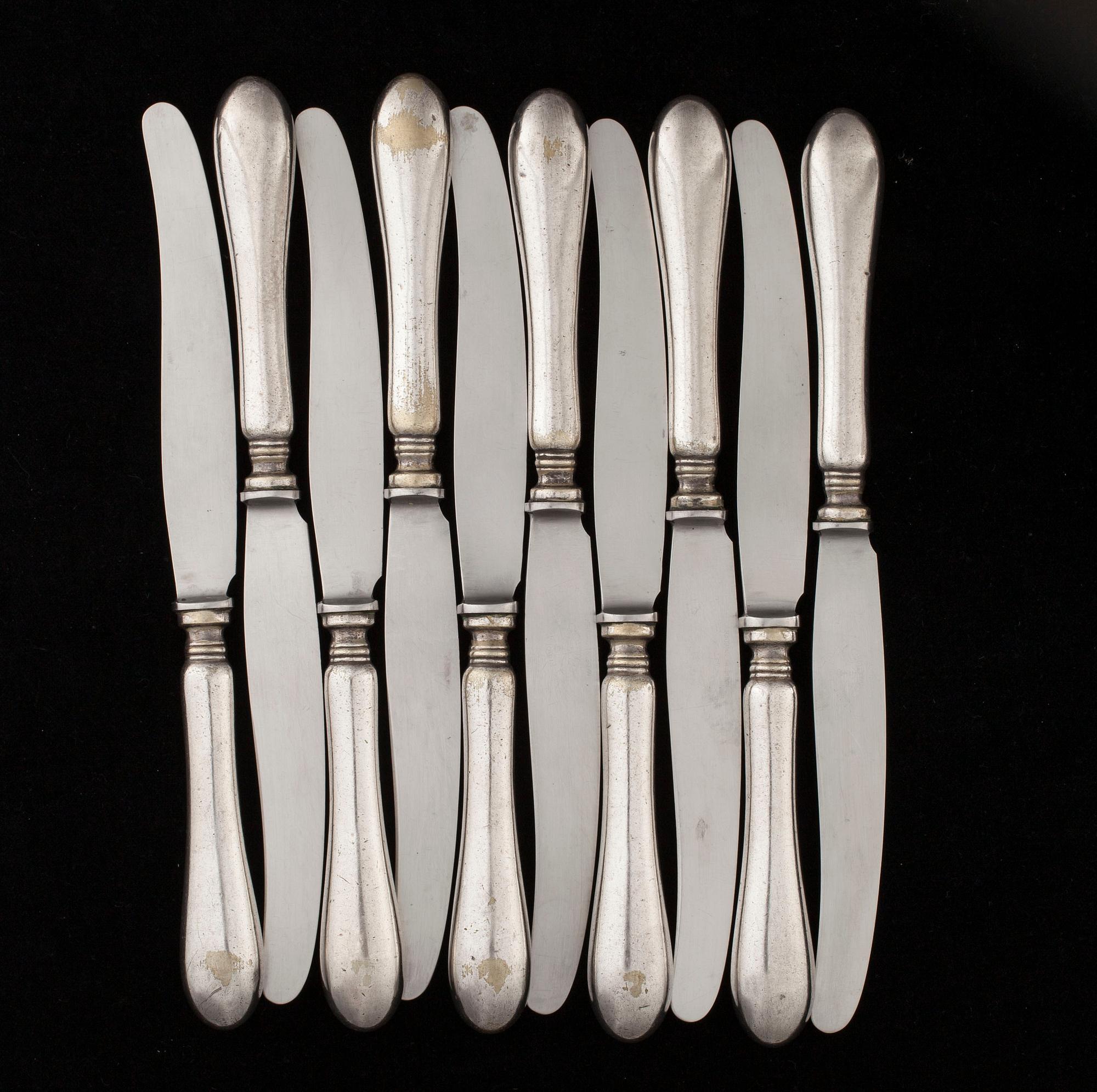 BESTICKUPPSÄTTNING, 45 delar, försilvrade, AK Aleksander Katch (Александр Качъ) S:t Petersburg sekelskiftet 1800/1900.