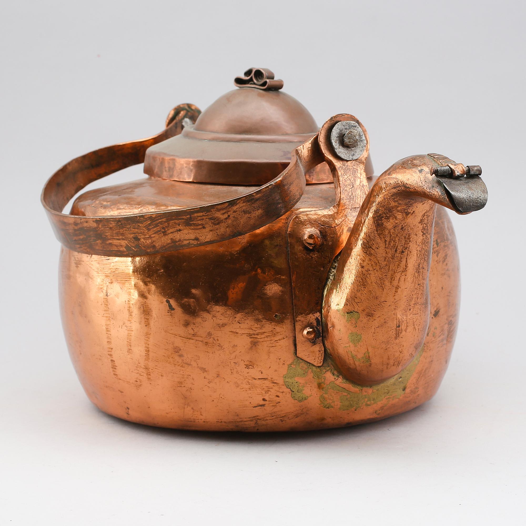KAFFEKANNA, koppar, större modell, 1700-/1800-tal.