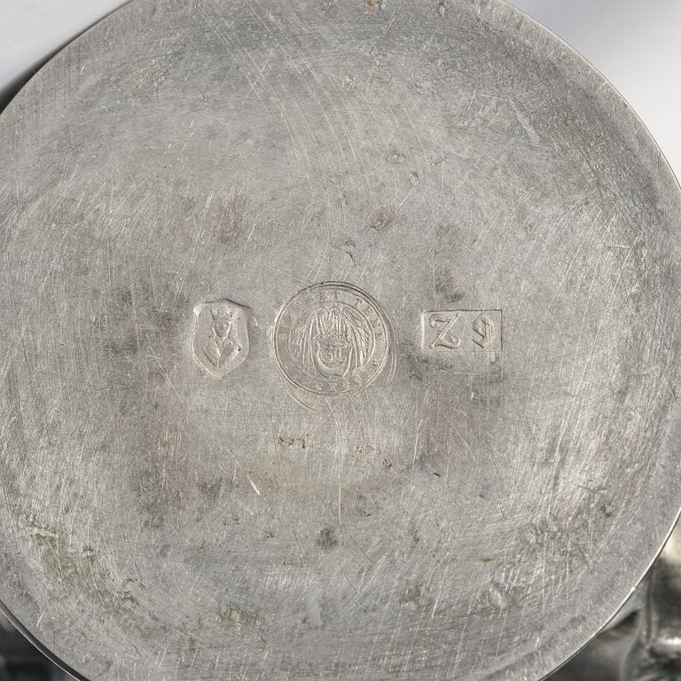 Anna Petrus, a pewter vase, 'Janushuvud', Firma Svenskt Tenn, Stockholm, 1974.