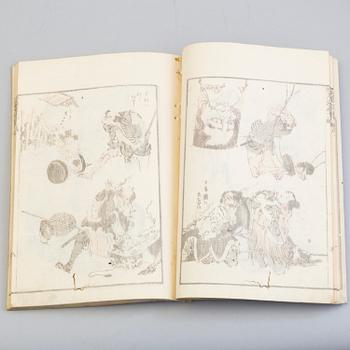 Sx woodblock illustration books, including HOKUSAI (1760-1849),