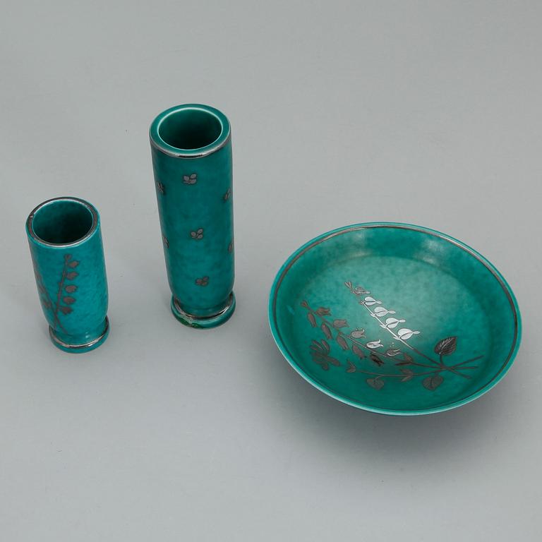 SKÅL samt VASER, 1+2, "Argenta", Wilhem Kåge, Gustavsberg.