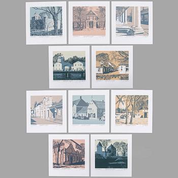 Illimar Paul, Grafikmapp med 10 blad, "Kuressaare", signerad.