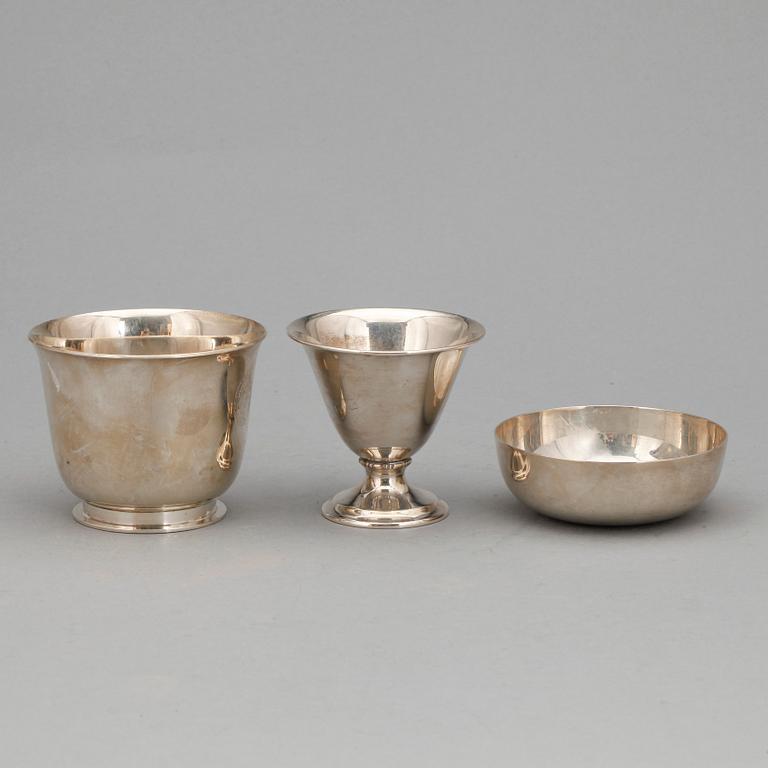 PARTI SILVER, 3 delar, bland annat WA Bolin, Stockholm, 1938. Vikt ca 314g.