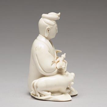 FIGURIN, blanc de chine. Qingdynastin, 1700-tal.