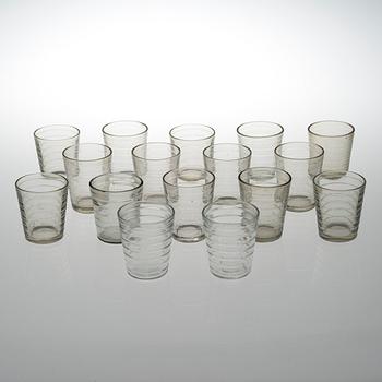 AINO AALTO, juomalaseja, 16 kpl, mm Karhula-Iittala, 1900-luku.