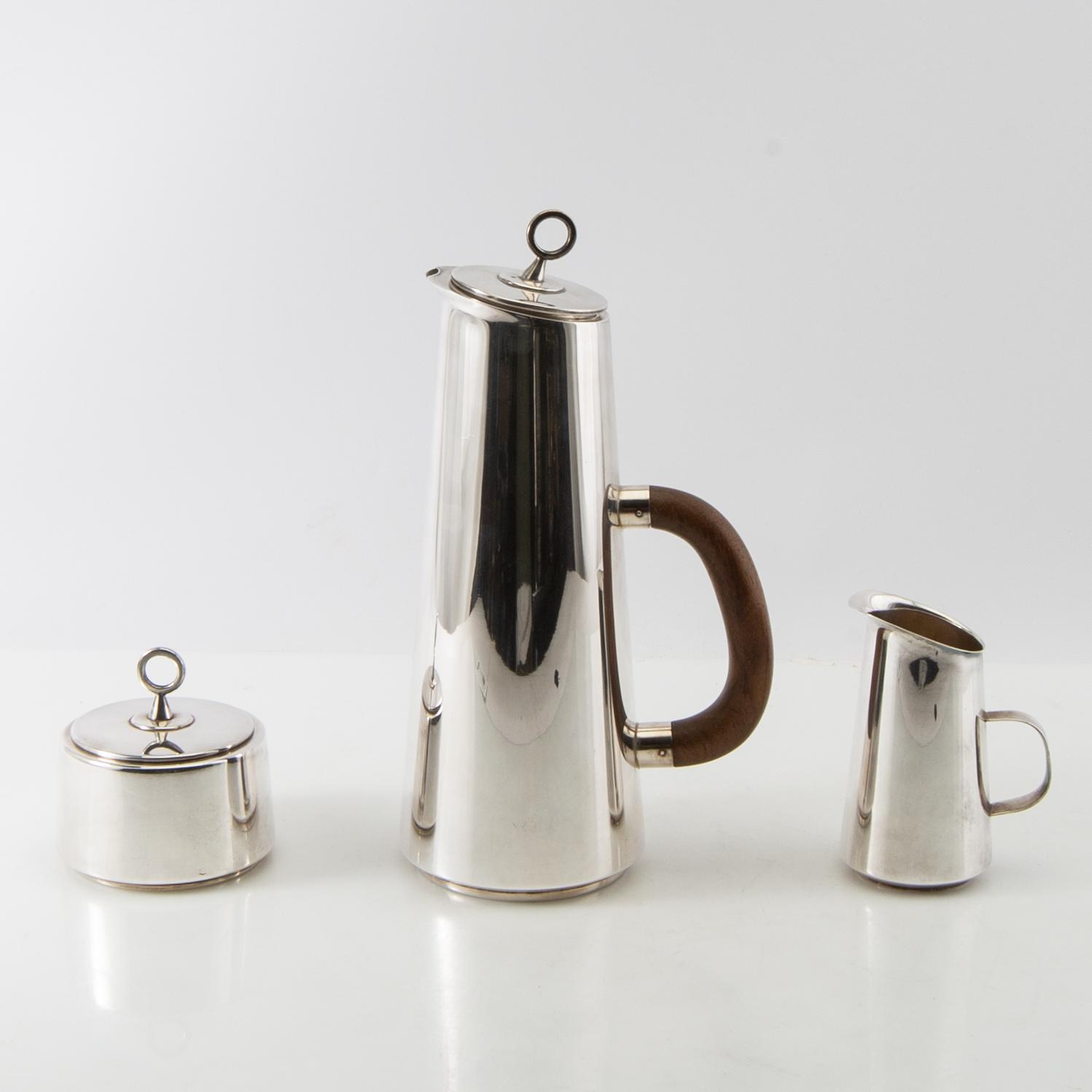 Gustaf Janson, kaffeservis, 3 delar, sterlingsilver, CG Hallberg, Stockholm, 1958.