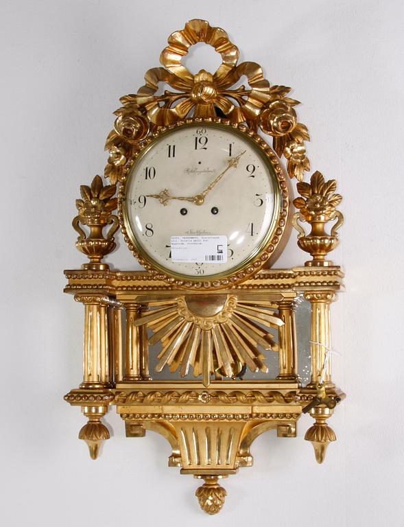 VÄGGPENDYL, Gustaviansk stil. Urtavla märkt Rob. Engström, Stockholm.