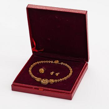 Torbjörn Tillander, A 14K gold jewellery suite with citrines. Helsinki 1981.
