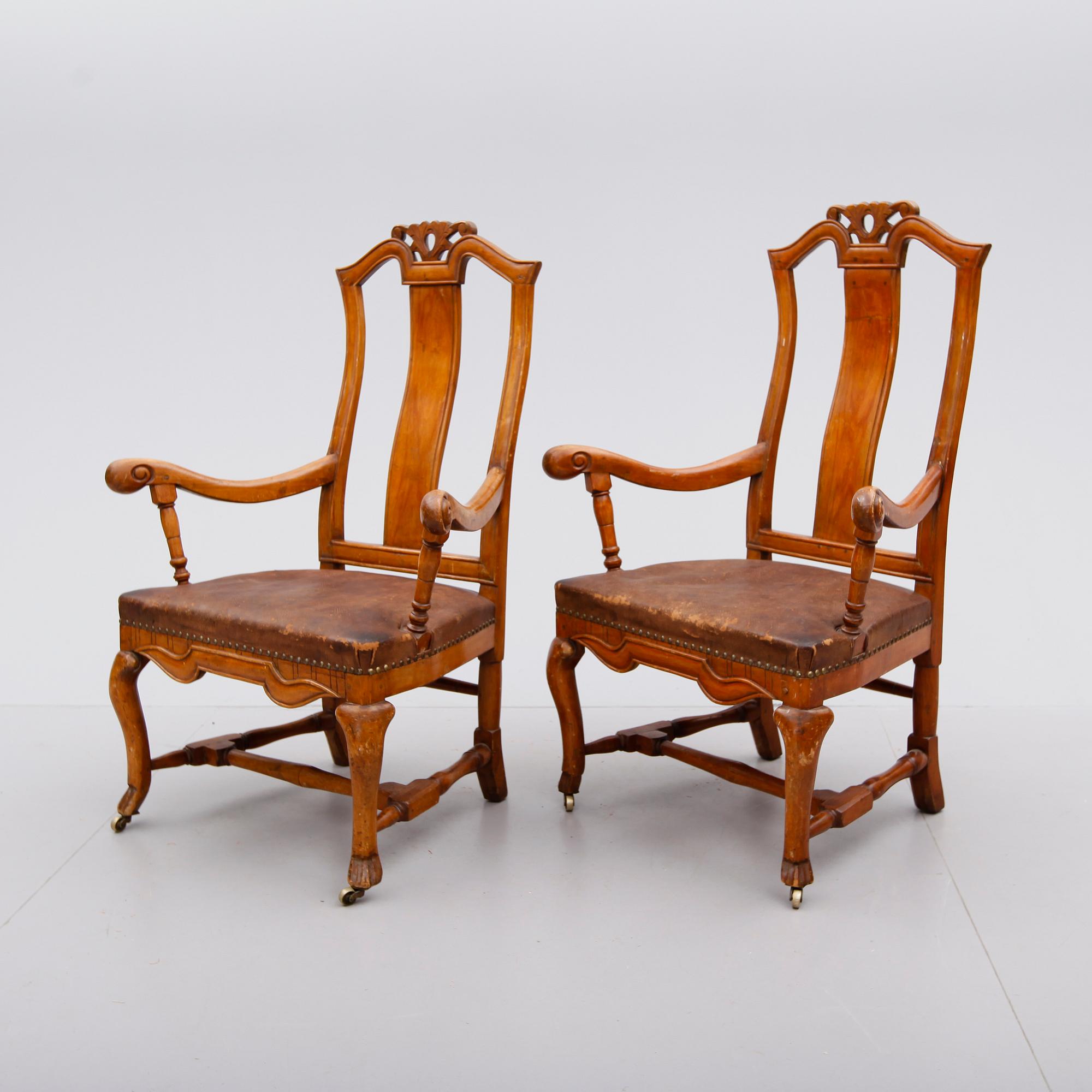 KARMSTOLAR, 1 par, senbarock, 1700-tal.