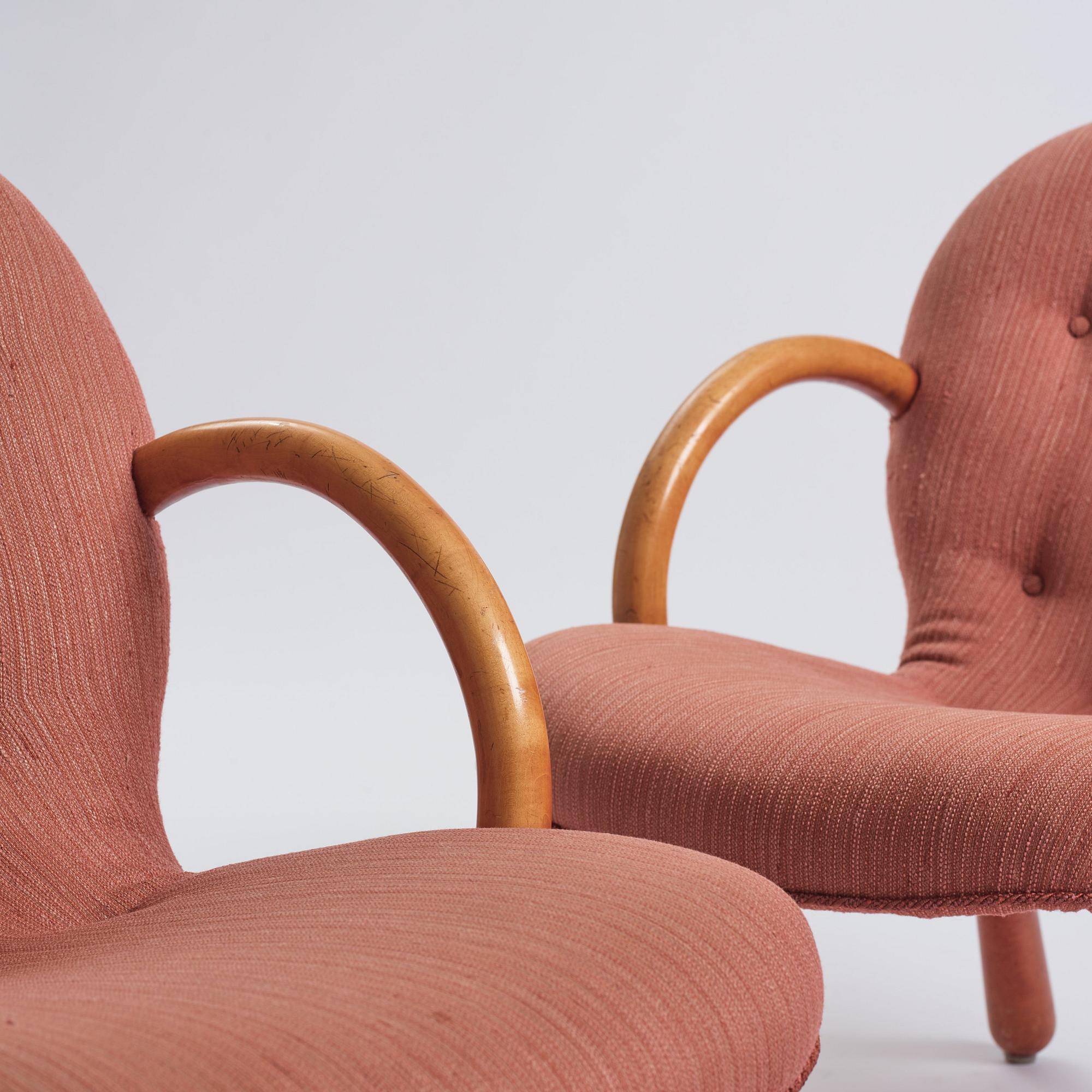 Swedish Modern, a pair of 'Clam Chairs', possibly by Erik Eks Snickerifabrik, probably 1950s.