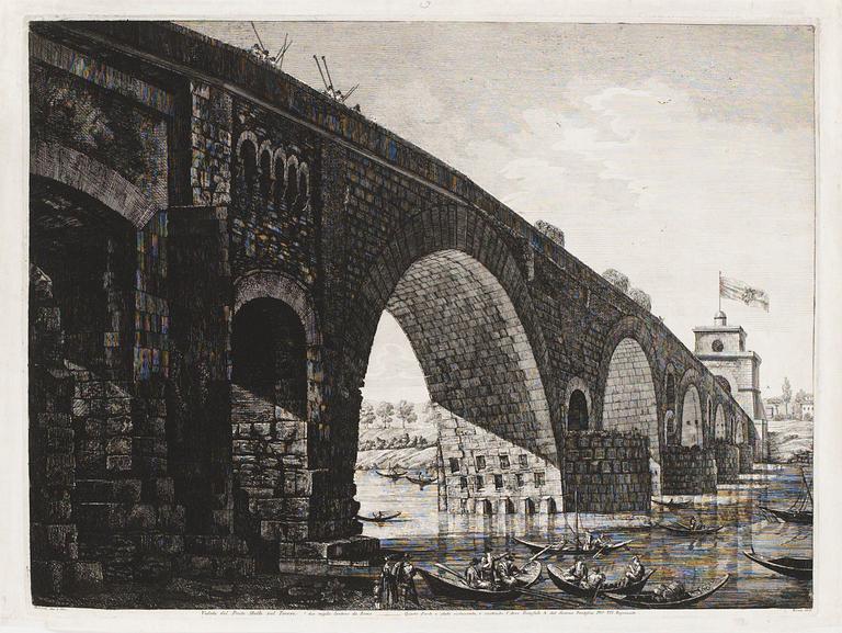 Luigi Rossini, "Veduta del Ponte Molle sul Tevere".