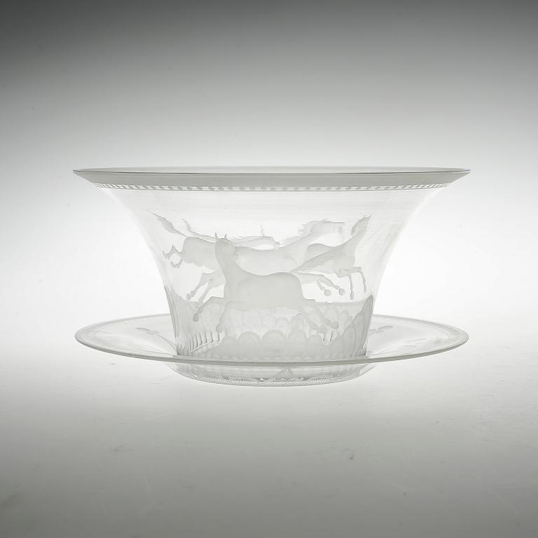 SKÅL MED FAT, glas. Lars Kjellander, 1920-30-tal.