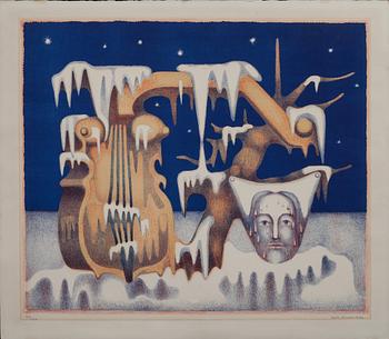 ERIK OLSON, färglitografi, signerad, daterad 1976 och numrerad 97/260.