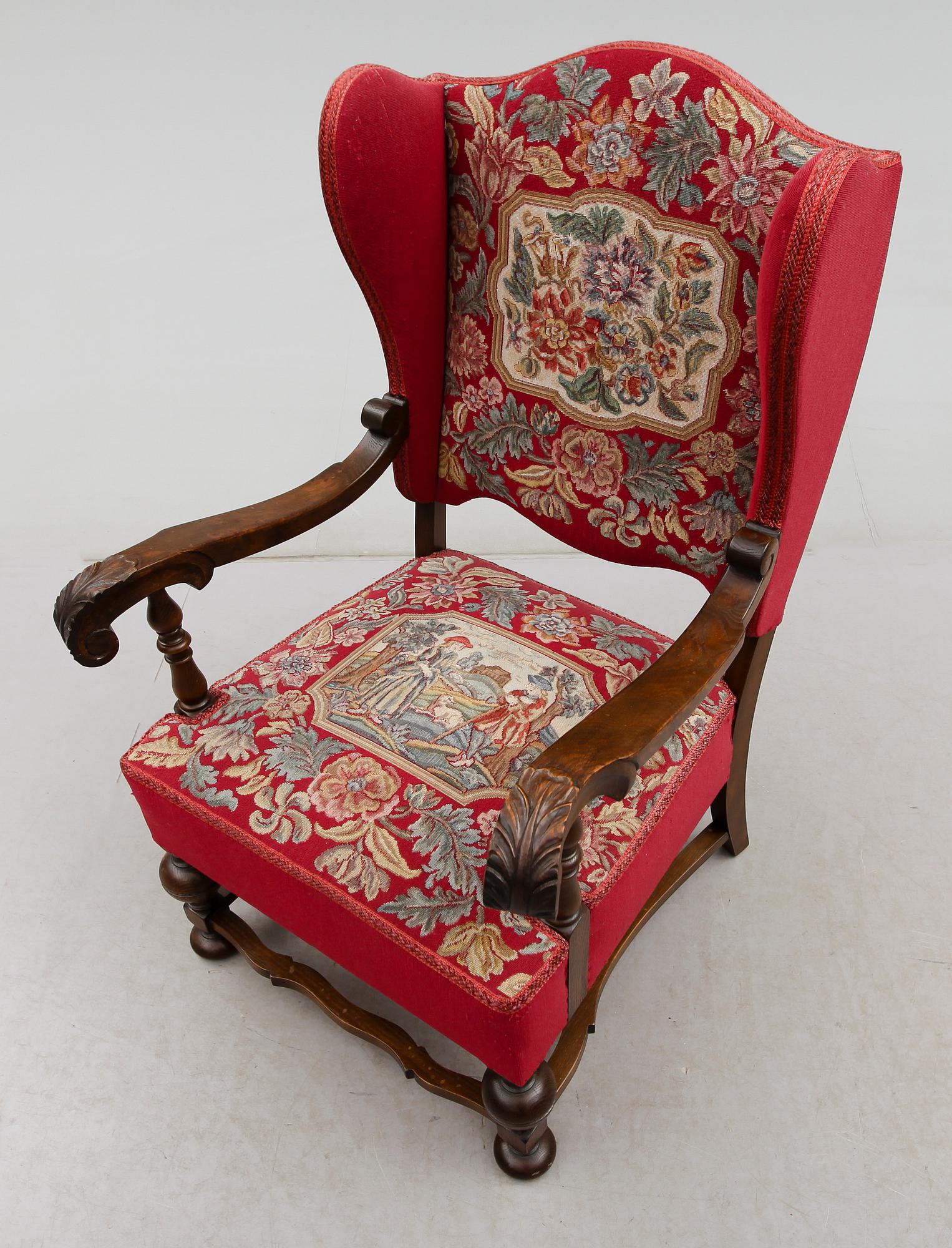 FÅTÖLJ, barockstil, 1900-talets mitt.