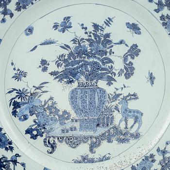 A large faience dish, 18th Century.