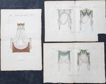 Handcoloured engravings, 13, France, early 19th Century.