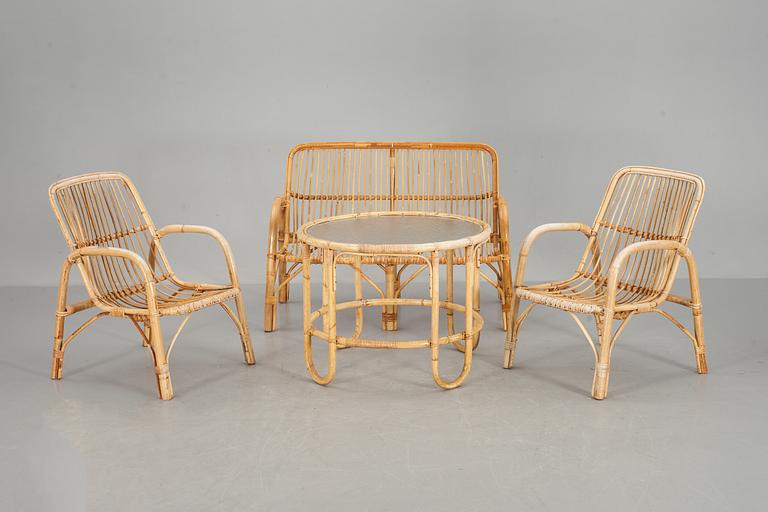 MÖBELGRUPP, 4 delar, rotting, 1900-talets andra hälft, möjligen IKEA.