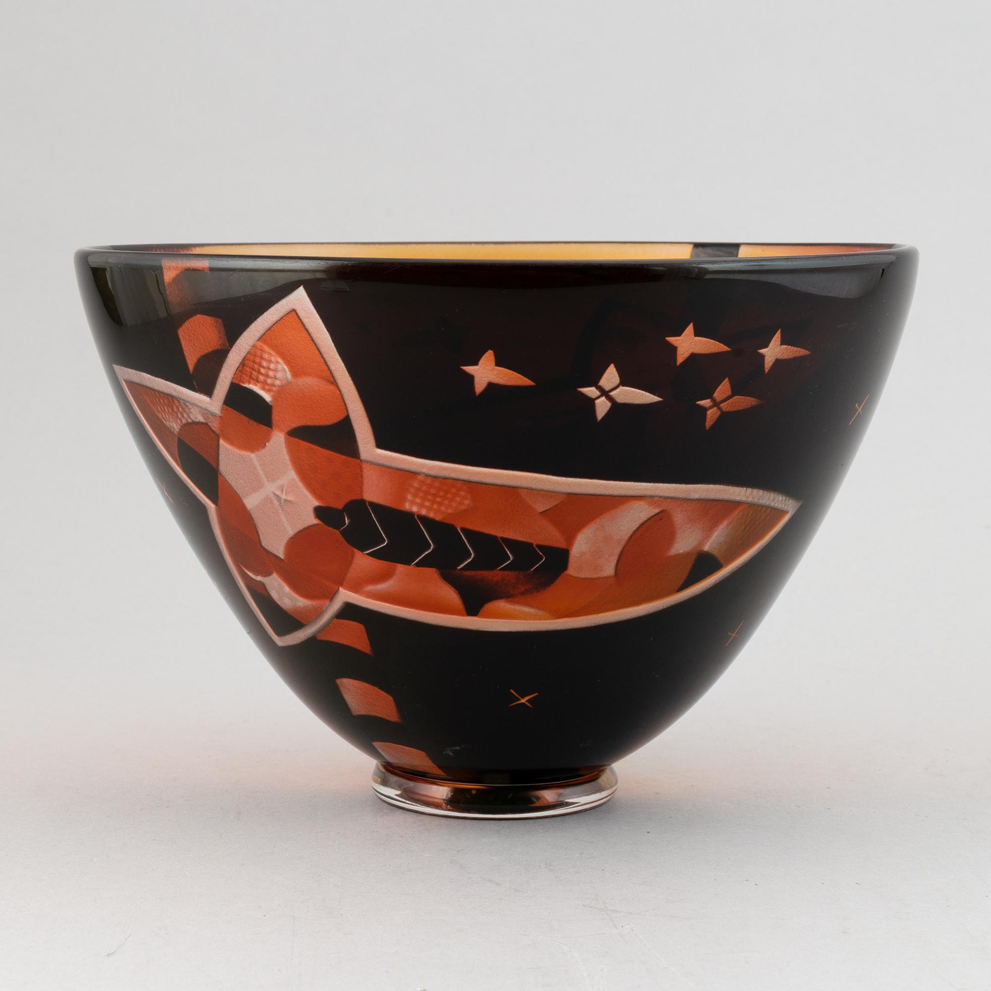 Bertil Vallien, a unique glass bowl, Kosta, Sweden.